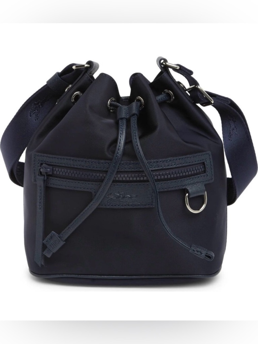 Longchamp Navy Le Pliage Drawstring Bucket Crossbody Bag new with tags
